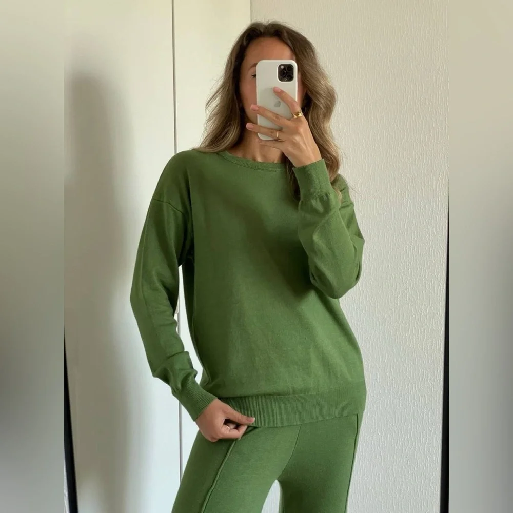 Long Sleeve Top and Pants Sweater Set